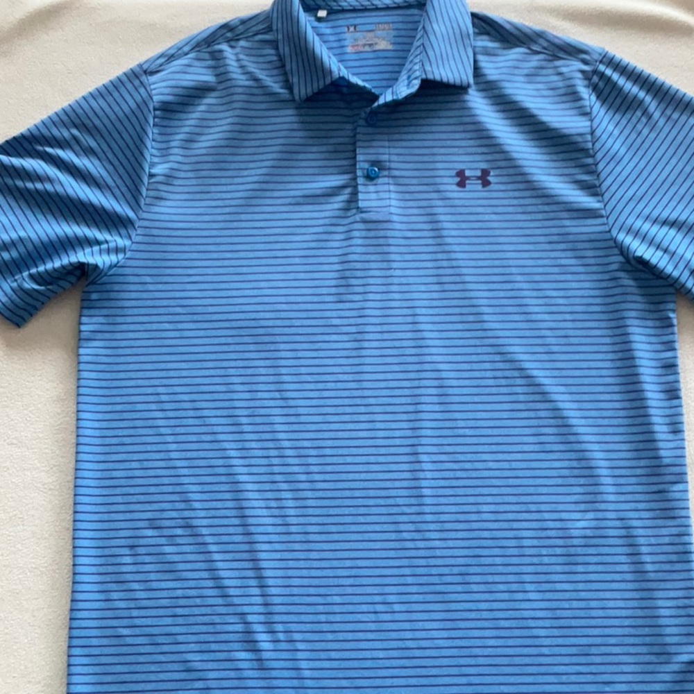 Blue and Purple Striped UnderArmour Polo Mens Size L